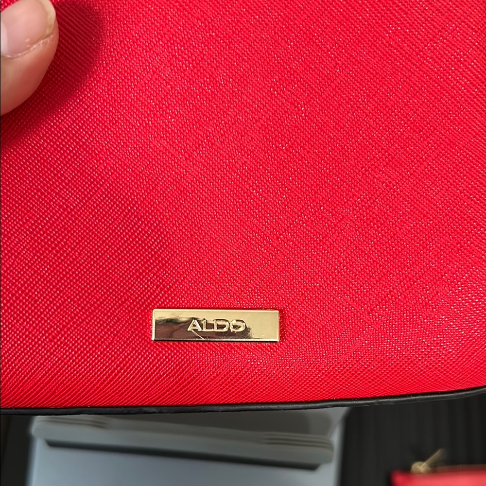 Aldo Red Mini Bag with Gold Hardware / Crossbody strap not included - Picture 3 of 5